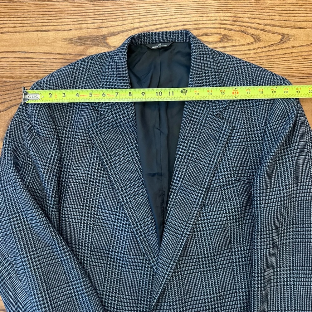 Vintage 80s Polo University Club Ralph Lauren Blue Herringbone Wool Blazer - Picture 7 of 12